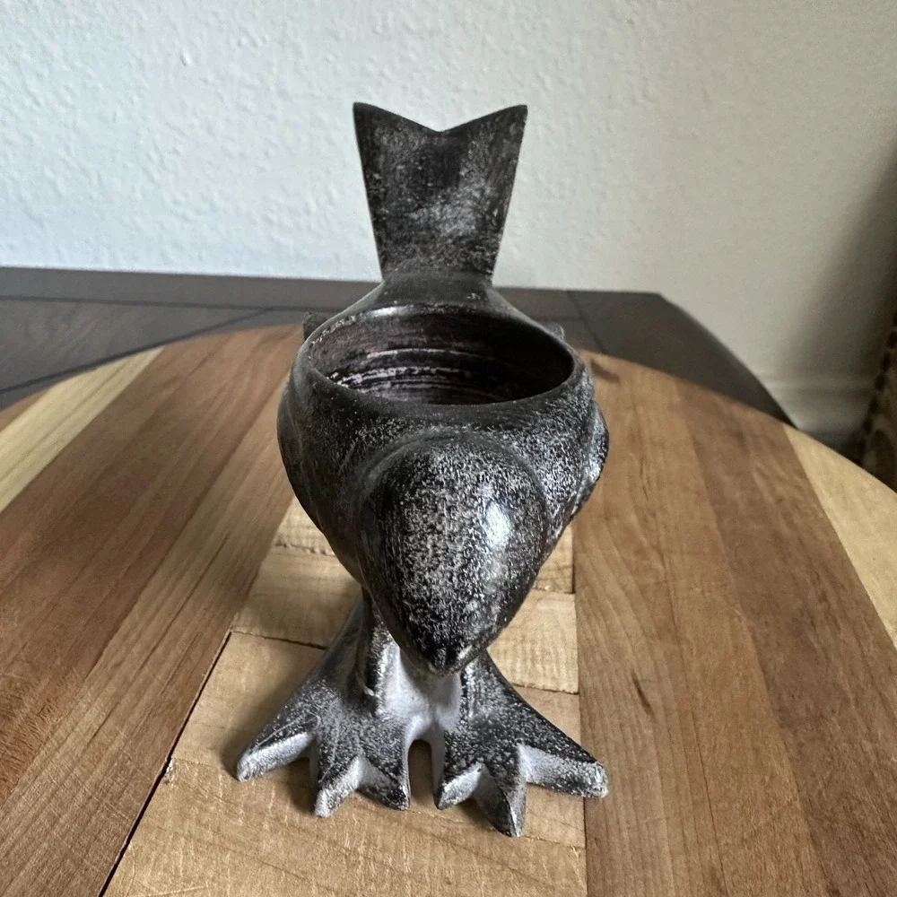 Vintage Pottery Barn Tea Light Bird Figurine Candle Holder 5.5 Inch Metal Rustic
